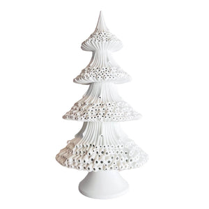 White Porcelain Christmas Tree Table Top with LED Lights