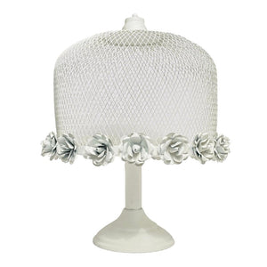 WHITE ROSE CAKE STAND WITH WIRED TOP - ironyhome