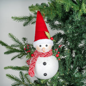White Rustic Snowman Tabletop with Red Santa Hat - Set of 4 - ironyhome