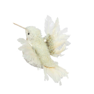 White Sequin Canary Bird Clip On Ornament - Set of 6 - ironyhome
