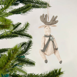 White Stained Moose Ornament