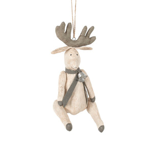 White Stained Moose Ornament