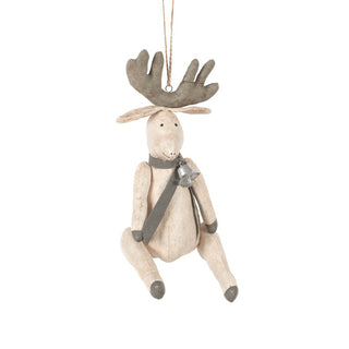 White Stained Moose Ornament - Set of 6 - ironyhome