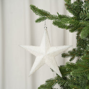 White Star Ornament with Snow Dust - Set of 4 - ironyhome