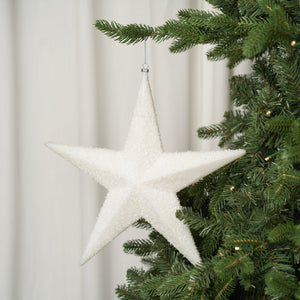 White Star Ornament with Snow Dust - Set of 4 - ironyhome