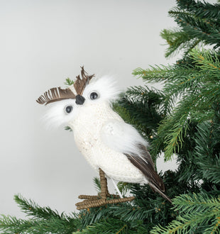 White Winter Owl Festive Tree Pick - Set of 4 - ironyhome