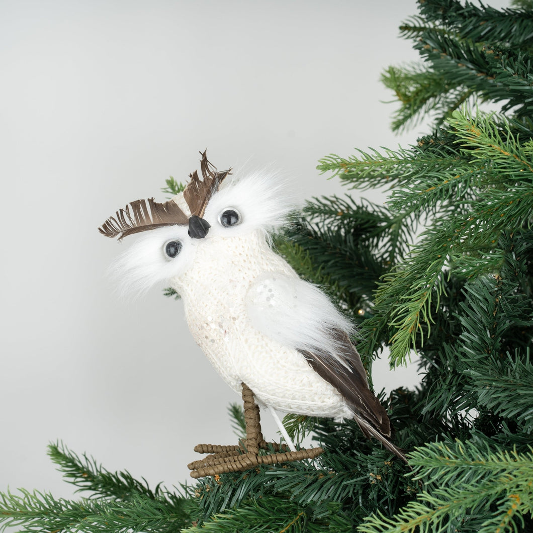 White Winter Owl Festive Tree Pick - Set of 4 - ironyhome