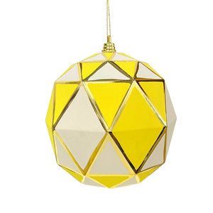 White & Yellow Geometric Ball Ornament - Set of 6