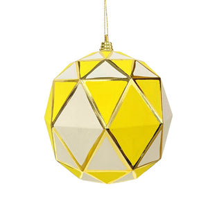 White & Yellow Geometric Ball Ornament - Set of 6 - ironyhome