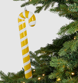 White & Yellow Striped Candy Cane - Set of 4 - ironyhome