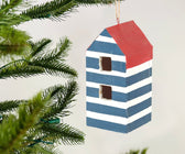 Wooden Beach Hut Ornament - Set of 6 - ironyhome
