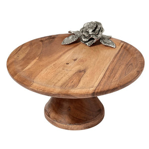 WOODEN CAKE STAND WITH ANTIQUE ROSE DETAILING - ironyhome