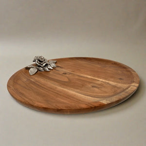 Wooden lazy Susan with antique rose detailing