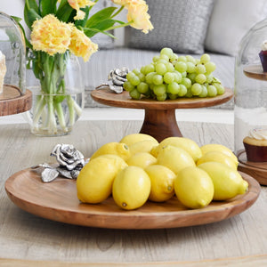 Wooden lazy Susan with antique rose detailing