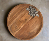 WOODEN LAZY SUSAN WITH ANTIQUE ROSE DETAILING - ironyhome