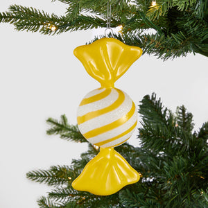 Yellow Sugar Dusted Candy Ornament - Set of 6 - ironyhome